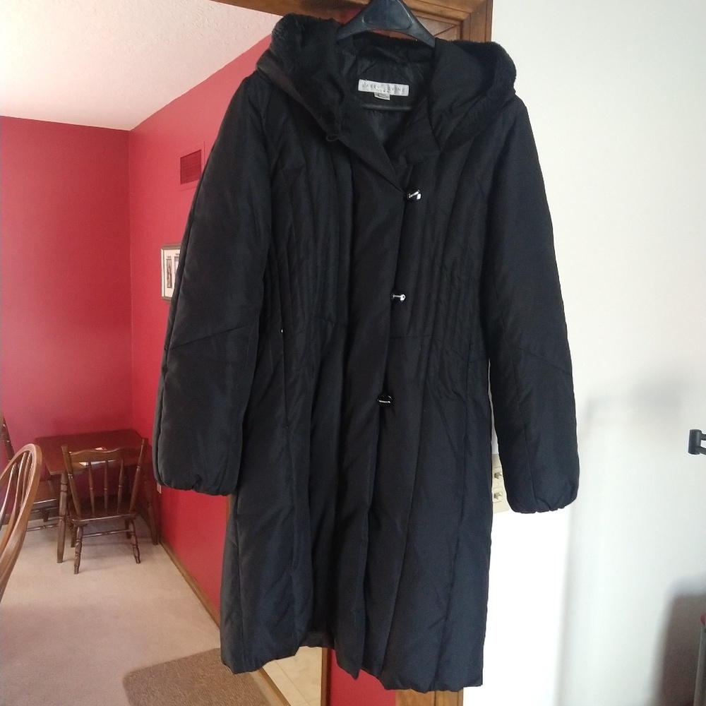 Mid-Length Down Coat with Hood